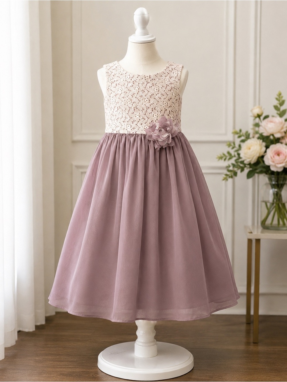 Jayne Copeland Lilac Lace Chiffon Formal Dress Flower Girl Boho Wedding Size 8